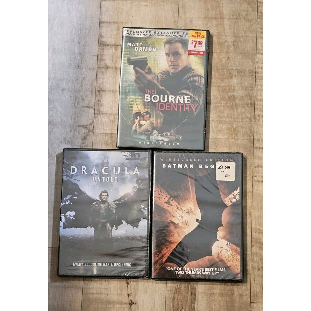 Batman Begins New DVD Lot Of3 DVD 2005 Dracula Untold The Bourne Identity Sealed